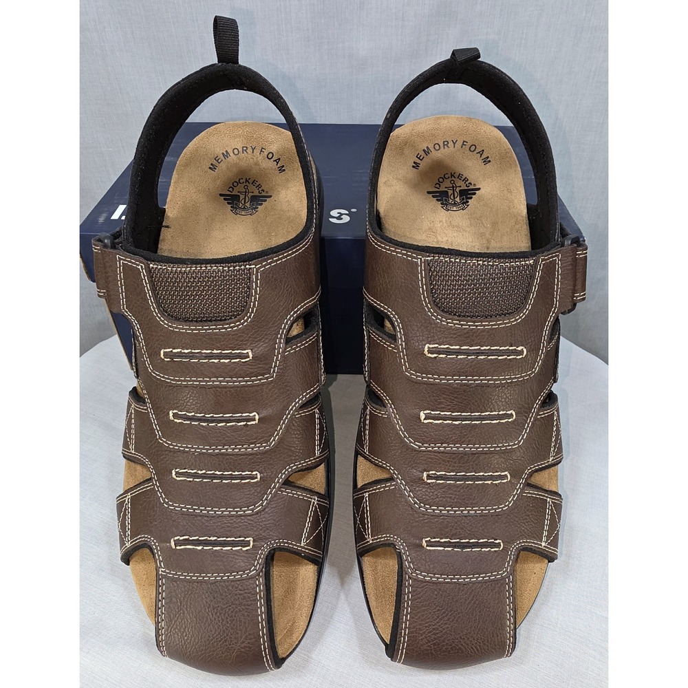 Dockers Shorewood Mens Fisherman Sandals Brown Memory Foam Comfort Shoes - Picture 8 of 11